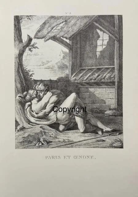 Grafik Vintage Antique Print Nude Erotic Homer Ilias Greece Mythology