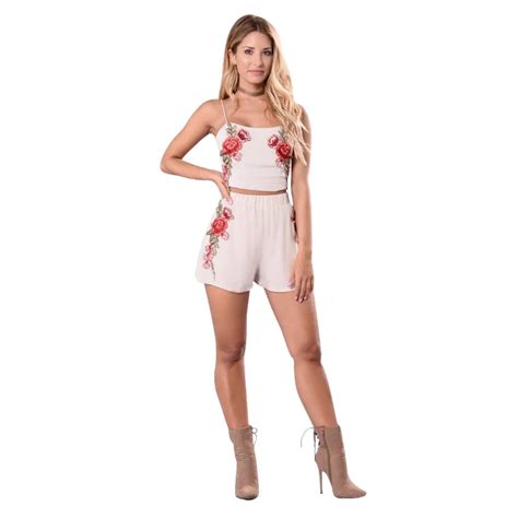 aletterhin floral embroidery playsuits women spaghetti strap rompers 2018 summer sale lady back