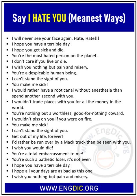 How To Say I Hate You 150 Creative Ways To Say Engdic