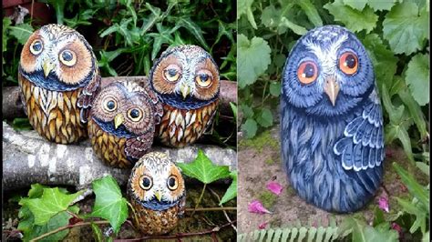 Diy Owl Rock Painting Tutorial Youtube