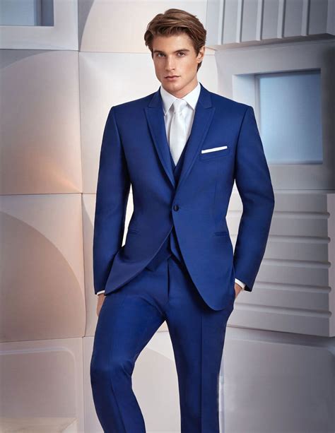 hot sale royal blue men suits for wedding slim fit groomsmen tuxedos three pieces handsome