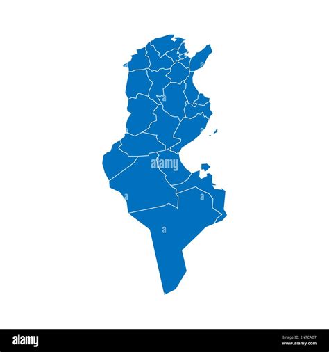 Tunisia Political Map Of Administrative Divisions Governorates Solid