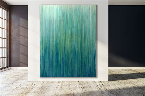 Green Abstract Painting Xlarge Canvas Art Teal Abstract Etsy