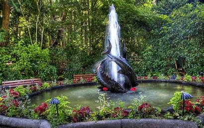 Garden Fountain Wallpapers Fountains 4k Flowers Fishes