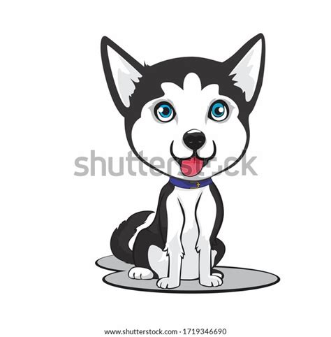Little Baby Husky Caricature Vector Stock Illustration 1719346690