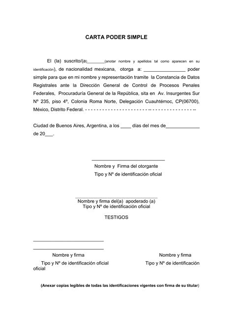 Formato De Carta Poder Simple Para Imprimir Mexico Richard Culpepper