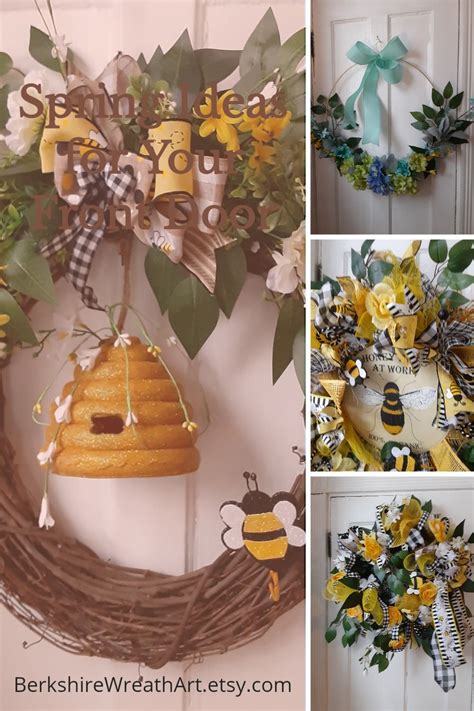 Bee Themed Wreath Complete With Hive For Your Front Door Bee Etsy