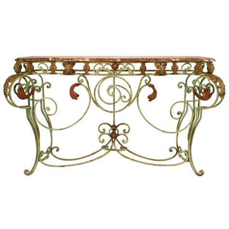 French Wrought Iron And Marble Console Table At 1stdibs Wrought Iron