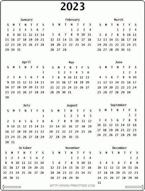 Printable Calendar 2023 Yearly With Holidays Time And Date Calendar