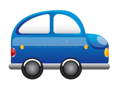 Happy Cartoon Caucasian Male Rides In Blue Car Stock Vector