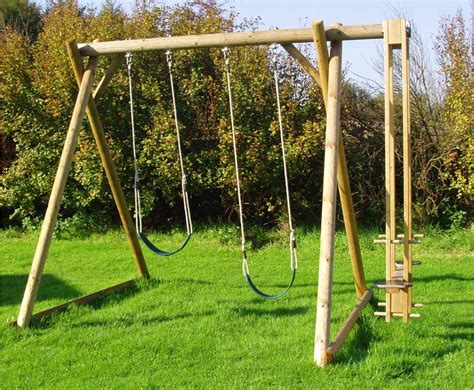 Double Swing Frame With Extension Wooden Garden Swing Sets Scotland Uk