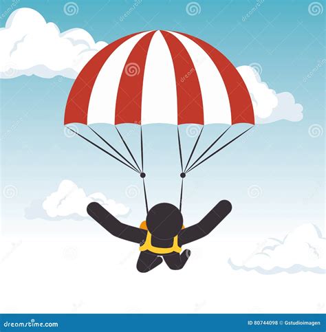 Parachuting Man Extreme Sport Graphic Stock Vector Illustration Of