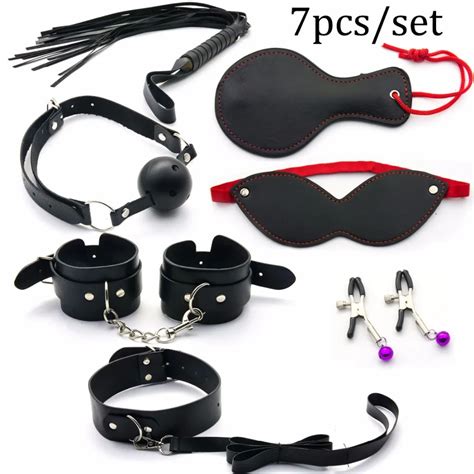Erotic Toy Bondage Set Sexy Toys Handcuff And Gag Whip Female Collar Love Sex Intimate Sex