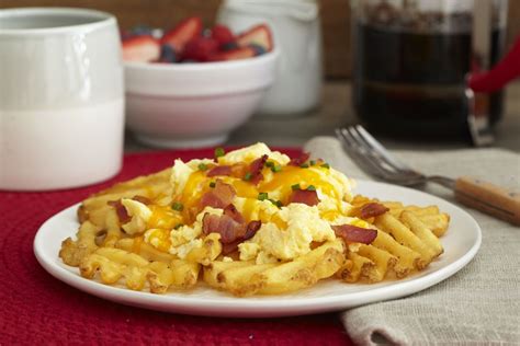 Cheesy Eggs Bacon And Fries Recipe Cheesy Eggs Cooking Recipes
