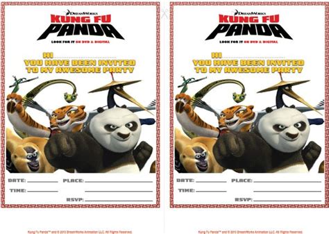 Free Printable Kung Fu Panda Party Invitations
