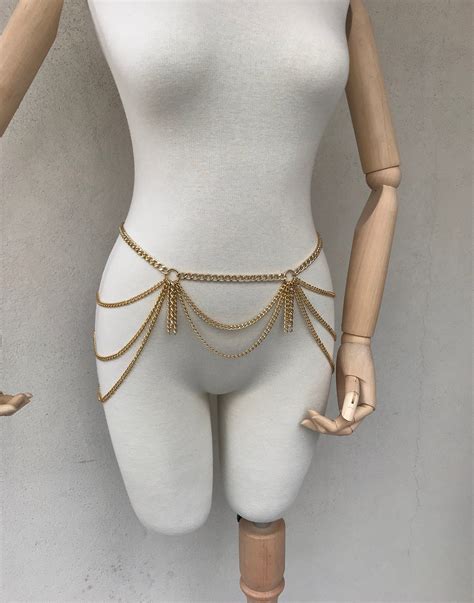 Gold Bralette Bottom Chain Out Fit Body Chain Body Etsy