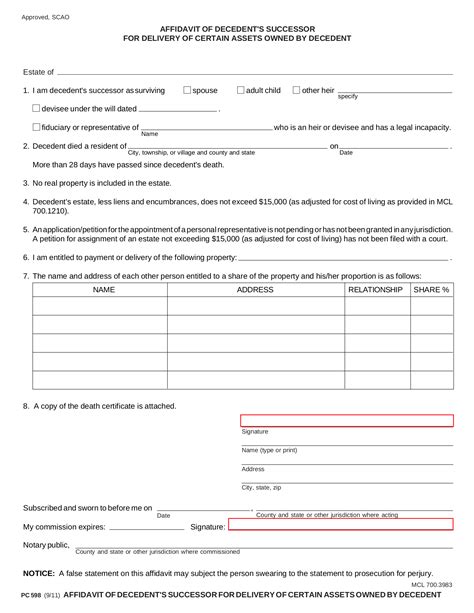 Affidavit Form For Michigan Affidavitform Net
