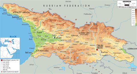 Physical Map Of Georgia Ezilon Maps