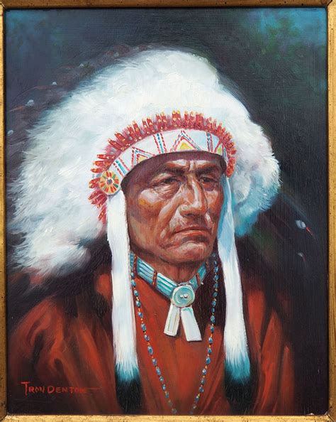 Native American Chief Portrait Beautiful Original Oil Painting Etsy
