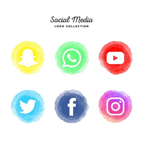 Free Vector Watercolor Social Media Logotype Collection