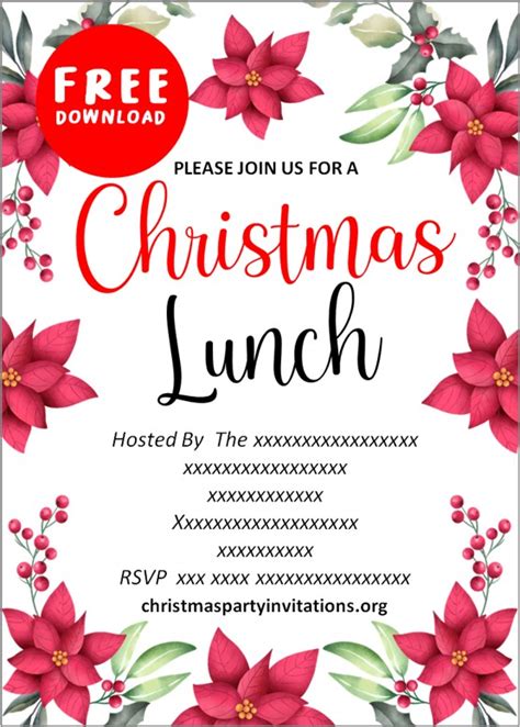 printable christmas luncheon invitations templates