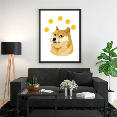 Dogecoin Printable Wall Art Framed Cryptocurrency Etsy