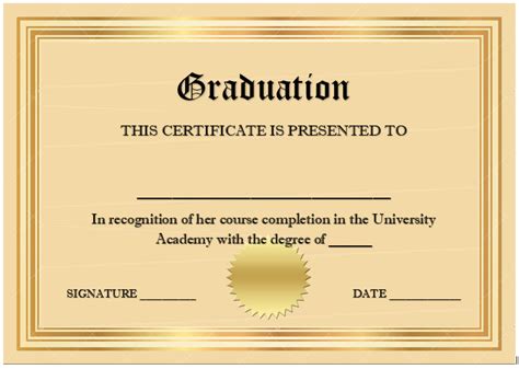 Graduation Certificate Sample Master Template