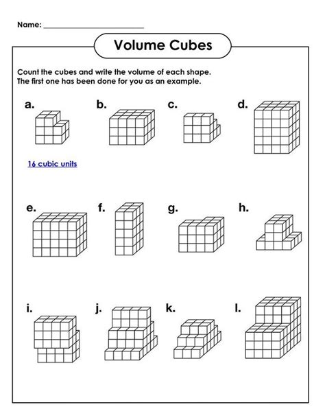 Volume Counting Cubes Worksheet