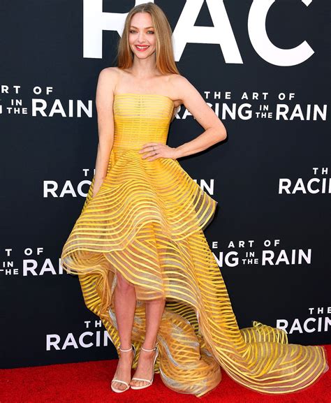 amanda seyfried oscar de la renta 2019 the art of racing in the rain premiere yellow gown