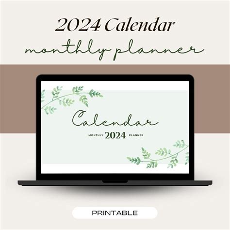 Printable Calendar 2024 Monthly Planner 2024 Etsy