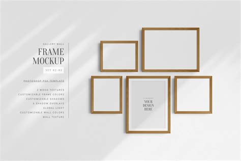 Gallery Wall Mockup 5 Frames Psd Frame Mockup Design Cuts