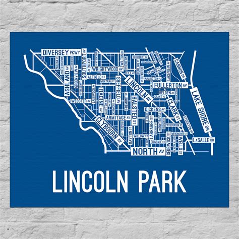 Lincoln Park Chicago Street Map Canvas School Street Posters