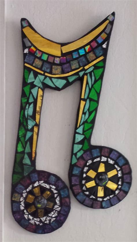 Mosaic Music Note Funky Home Decor Stained By Kirstenskreationz