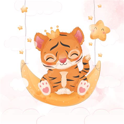 Little Tiger Vector Hd Png Images Cute Little Tiger Illustration