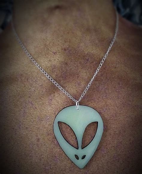 Alien Necklace Alien Jewellery Glow In The Dark Necklace Etsy