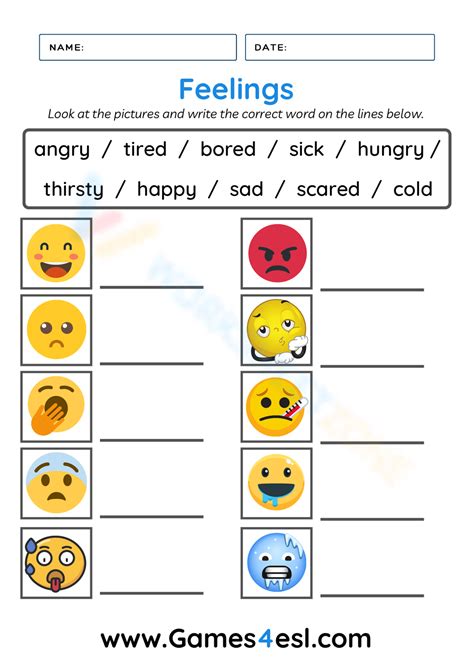 Feelings Worksheet Worksheet