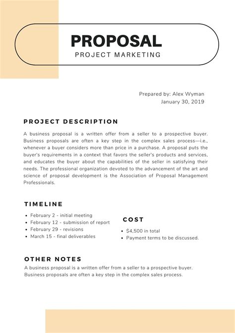 Project Proposal Examples Template Business