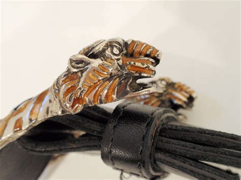 Gucci Sterling Silver Tiger Head Belt Buckle W Leather Belt At 1stdibs