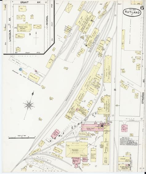 Rutland Vt Fire Insurance 1890 Sheet 6 Old Town Map Reprint Old Maps