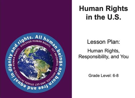 Lesson Plan Human Rights Responsibility And You Grades 6 8 The