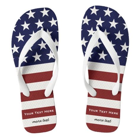 American Usa Flag Patriotic July 4th Custom Flip Flops