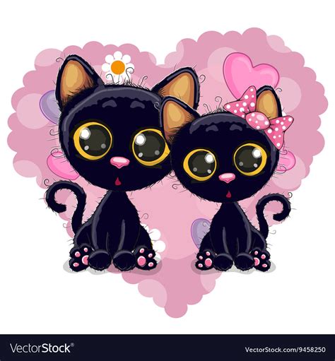Two Black Kittens Royalty Free Vector Image Vectorstock