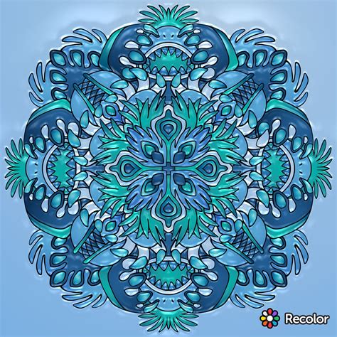 Shades Of Blue Mandala Gradient Colors With Candy Effect