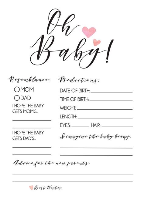 Unlike the resources above which come in pdf format, these resources are in vector graphic. Modern Pink Baby Prediction Cards, Baby Predictions, Baby ...