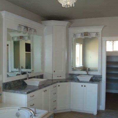 Double sink bathroom vanity dimensions. White bathroom, double sinks, double vanity, corner vanity ...