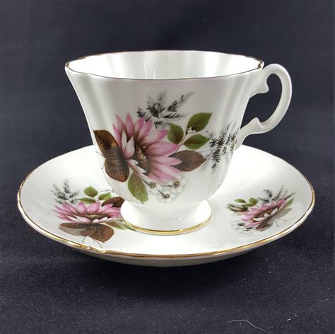 Royal Grafton Fine Bone China Tea Cup Saucer With Pink Flowers By Bennettvintagestudio On Etsy