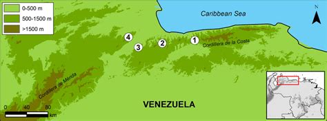 Map Of Northern Venezuela Showing The Distribution Of Agalychnis