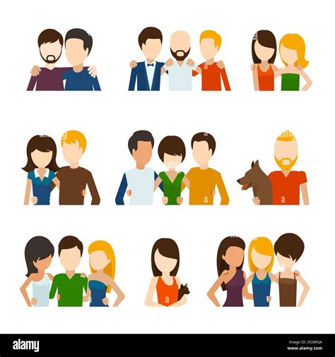 Friends And Friendly Relations Flat Icons People Social Person