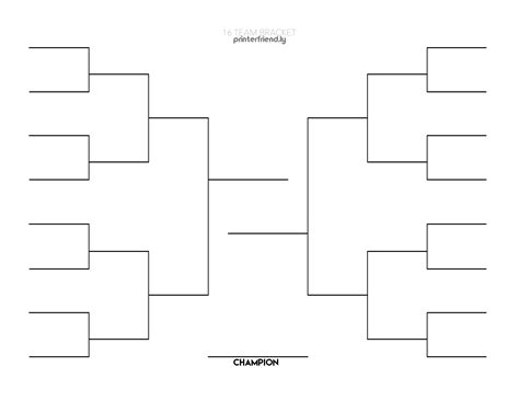 16 Team Single Elimination Bracket Print Tournament