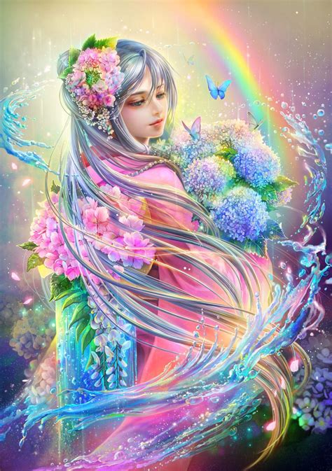 罔象女神 fantasy kunst fantasy fairy fairy art rainbow fairies rainbow flowers rainbow magic